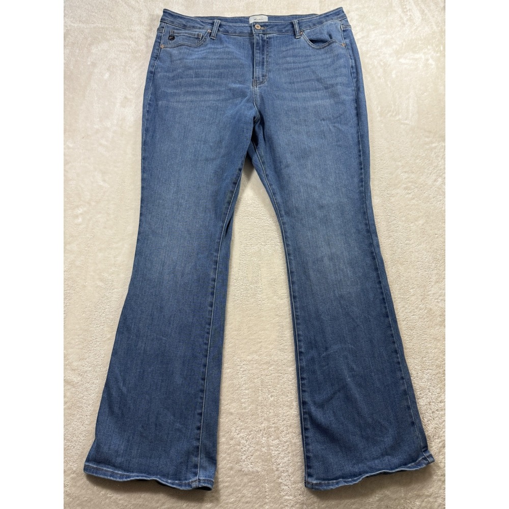 Kancan Womens Flare Stretch Solid Blue Jeans 20W Meas: 38x33
